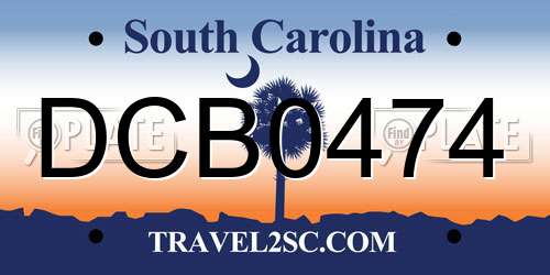 DCB0474 South Carolina License Plate