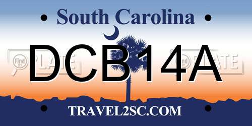 DCB14A South Carolina License Plate