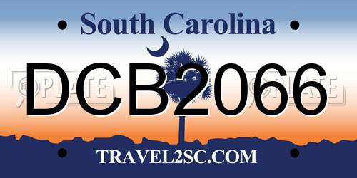 DCB2066 South Carolina License Plate