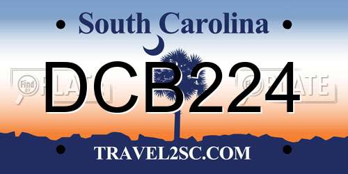 DCB224 South Carolina License Plate