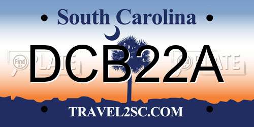 DCB22A South Carolina License Plate