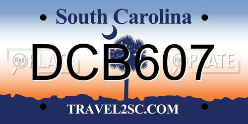 DCB607 South Carolina License Plate