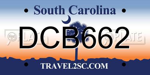 DCB662 South Carolina License Plate