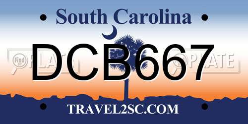 DCB667 South Carolina License Plate