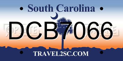 DCB7066 South Carolina License Plate