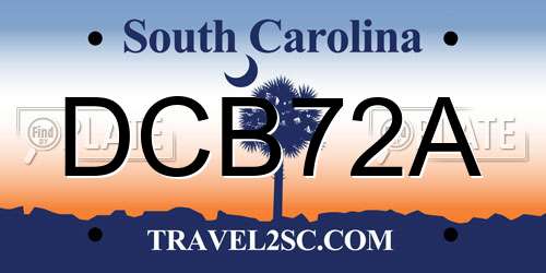 DCB72A South Carolina License Plate