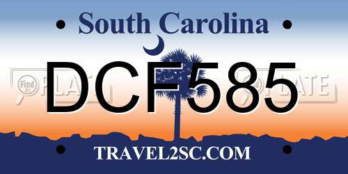 DCF585 South Carolina License Plate