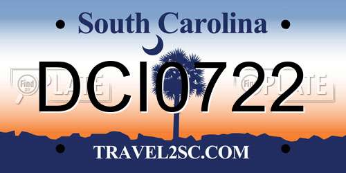 DCI0722 South Carolina License Plate