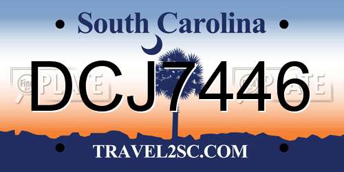 DCJ7446 South Carolina License Plate