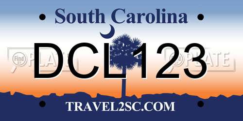 DCL123 South Carolina License Plate