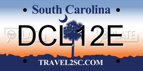DCL12E South Carolina License Plate