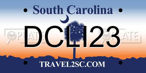 DCLI23 South Carolina License Plate