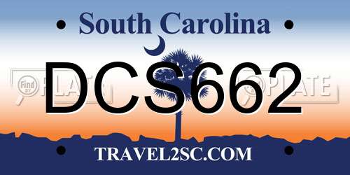 DCS662 South Carolina License Plate