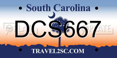 DCS667 South Carolina License Plate