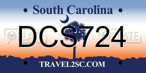 DCS724 South Carolina License Plate