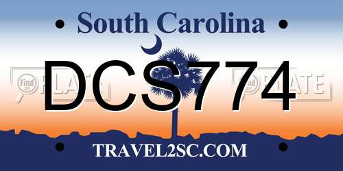 DCS774 South Carolina License Plate