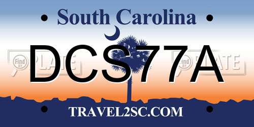 DCS77A South Carolina License Plate