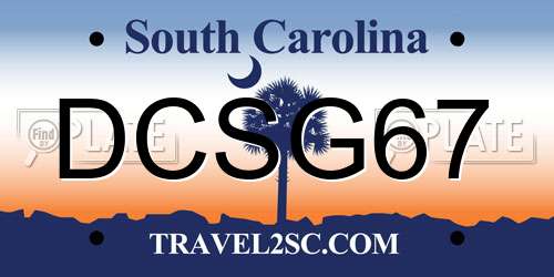 DCSG67 South Carolina License Plate