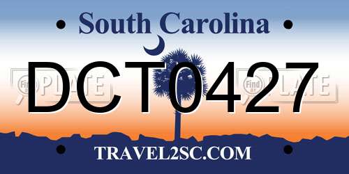 DCT0427 South Carolina License Plate