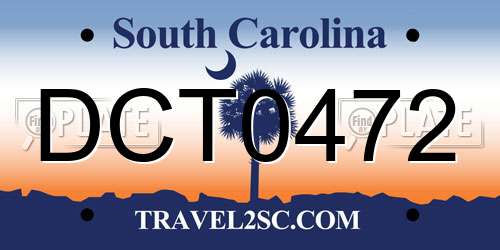 DCT0472 South Carolina License Plate