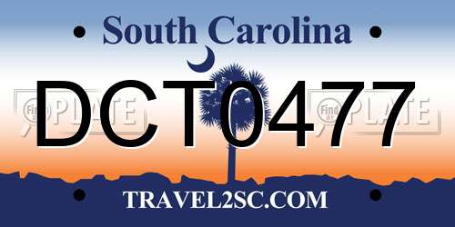 DCT0477 South Carolina License Plate