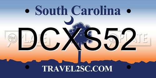 DCXS52 South Carolina License Plate