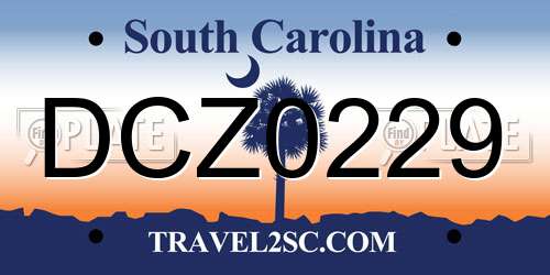 DCZ0229 South Carolina License Plate