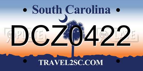 DCZ0422 South Carolina License Plate