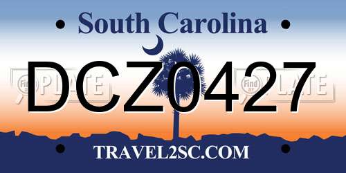 DCZ0427 South Carolina License Plate