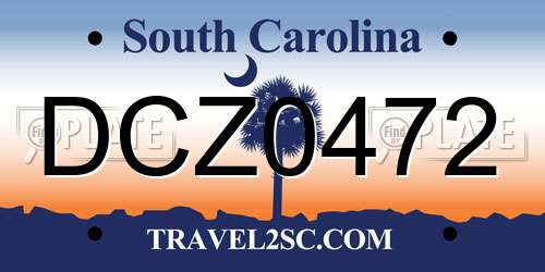 DCZ0472 South Carolina License Plate