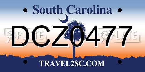 DCZ0477 South Carolina License Plate