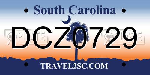 DCZ0729 South Carolina License Plate