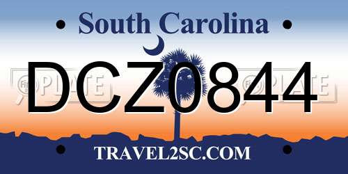 DCZ0844 South Carolina License Plate