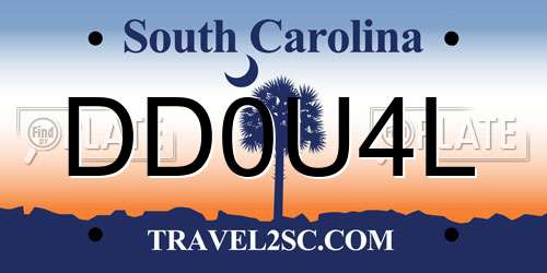 DD0U4L South Carolina License Plate