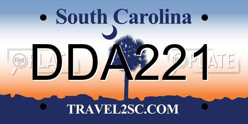 DDA221 South Carolina License Plate