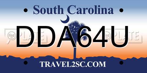 DDA64U South Carolina License Plate