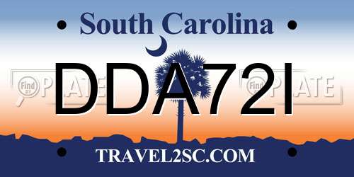 DDA72I South Carolina License Plate