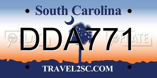 DDA771 South Carolina License Plate