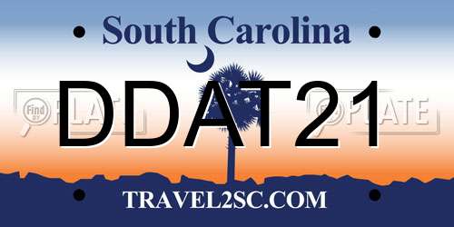 DDAT21 South Carolina License Plate