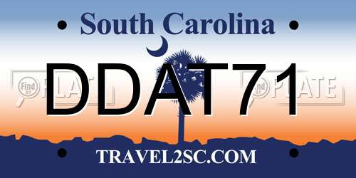 DDAT71 South Carolina License Plate