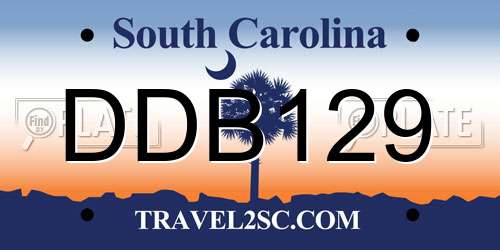 DDB129 South Carolina License Plate