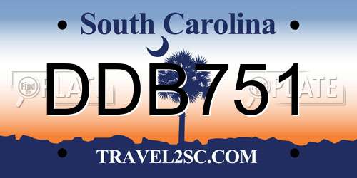 DDB751 South Carolina License Plate