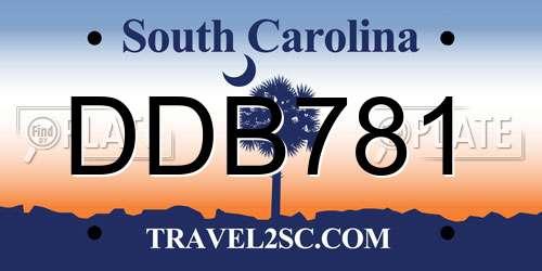 DDB781 South Carolina License Plate