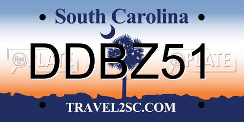 DDBZ51 South Carolina License Plate