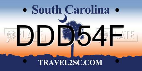 DDD54F South Carolina License Plate