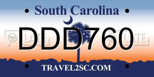 DDD760 South Carolina License Plate