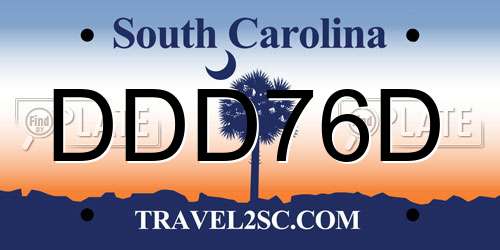 DDD76D South Carolina License Plate