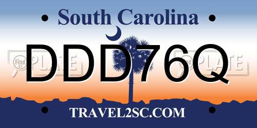 DDD76Q South Carolina License Plate