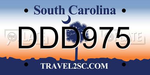DDD975 South Carolina License Plate