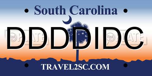 DDDDIDC South Carolina License Plate